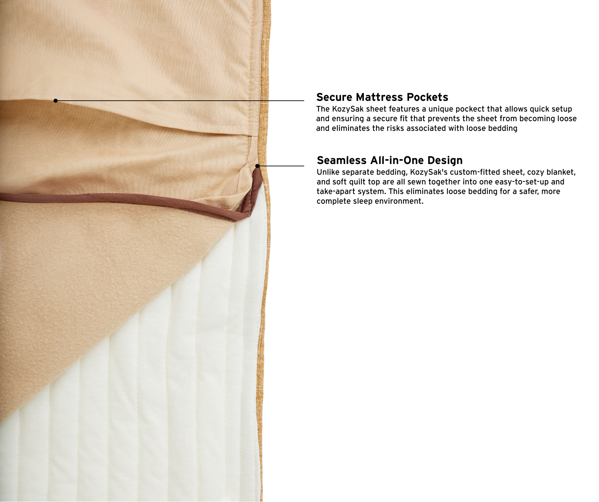 Beige KozySak Portable Crib Bedding System